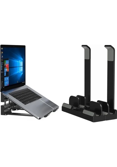 Çift Amaçlı Dizüstü Bilgisayar Dikey Standı Depolama Rafı Masaüstü Yükseltme Soğutma Tabanı White
