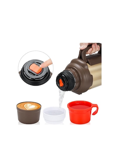 6272 Travel Pot Çelik Termos 4 Litre - Altın Altın