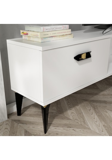 Pluss Şömineli Tv Ünitesi Takımı Beyaz-beyaz