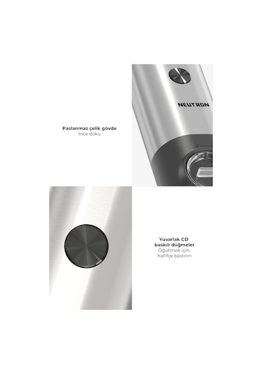 Neutron Pilli Led Işıklı Tuz Karabiber Baharat Değirmen Öğütücü Siyah