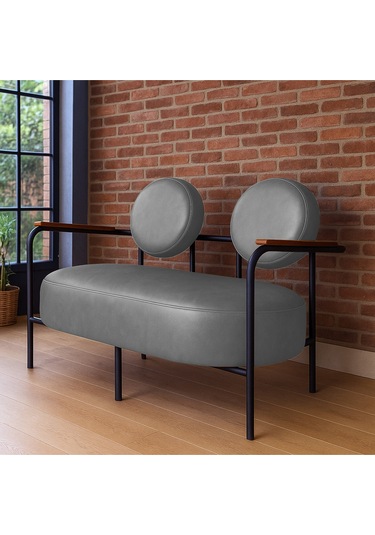 Venüs İkili Koltuk Gri Modern Tasarım, Deri, Ofis, Kuaför Ve İş Yeri İçin Şık İkili Koltuk Gri