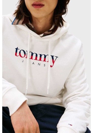 Tommy Jeans Erkek Sweat Dm0dm22113 Ybl Beyaz Beyaz