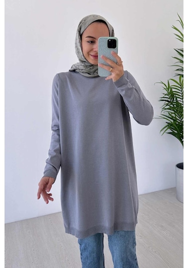 Basic Merserize Tunik - Gri Gri