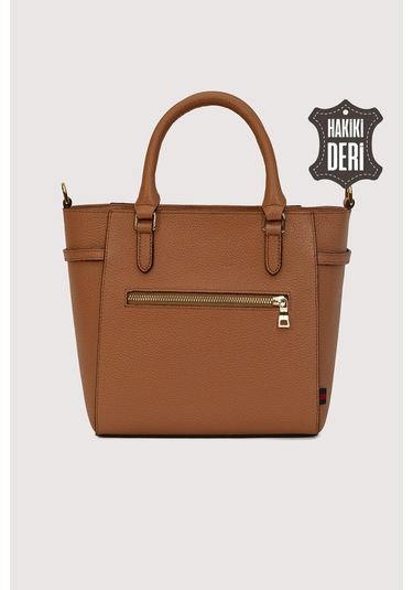Hakiki Deri Kadın El Çantası Taba Smr7922 Taba