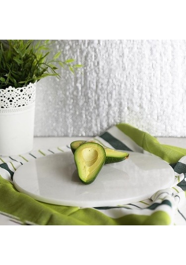 Akayev Mermer 30 Cm Beyaz Yuvarlak Sunum Tabağı Beyaz