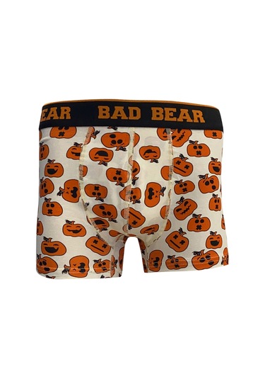 Bad Bear Pumpkin Off-White Beyaz Balkabağı Desenli Erkek Boxer-Beyaz