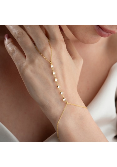Vaoov 925 Ayar Gümüş Sıra Taşlı Şahmeran Bileklik Gold