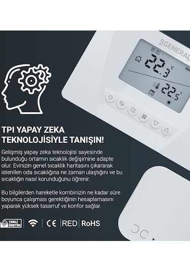 General Aruna 300S RF Kablosuz Oda Termostatı Beyaz