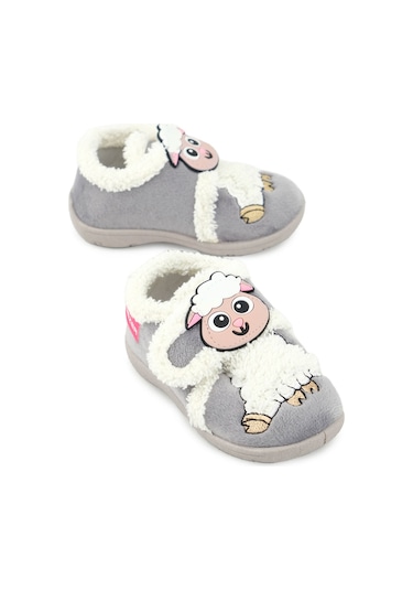 Gezer Kız Çocuk Bebe Cırtlı Ayarlanabilir Günlük Okul Kreş Panduf Ayakkabı Gri