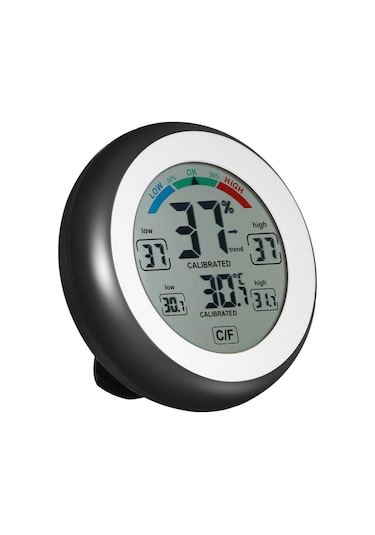 Youtek Sıcaklık Ve Nem Ölçer Cj3305f Siyah - Maksimum Minimum Değer Gösterimi, Dokunmatik Tuş, Masaüstü/duvar Kurulumu Pil Yok Siyah