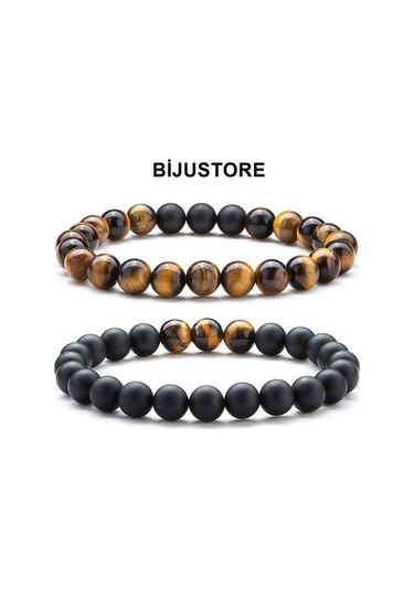 Kaplangözü & Oniks Erkek Doğal Taş Bileklik Çok Renkli