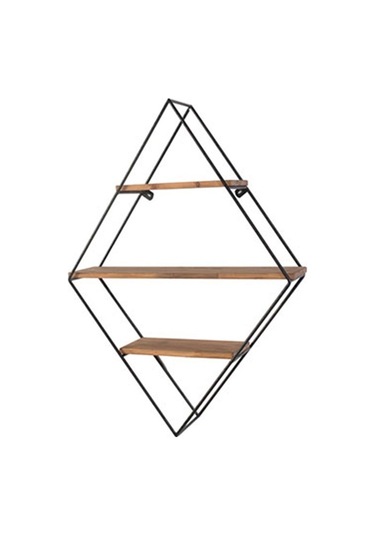 Kuzela Metal Ahşap Baklava Duvar Raf Ceviz