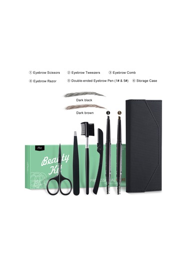 Yifomall Profesyonel Kaş Bakım Seti: Paslanmaz Çelik Makas, Cımbız, Tarak Ve 2'li Fırça İle Hem Kadınlar Hem Erkekler İçin