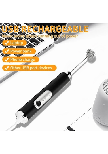 Jms Usb Şarj Edilebilir 3 Hız Kademeli Elektrikli Süt Köpürtücü