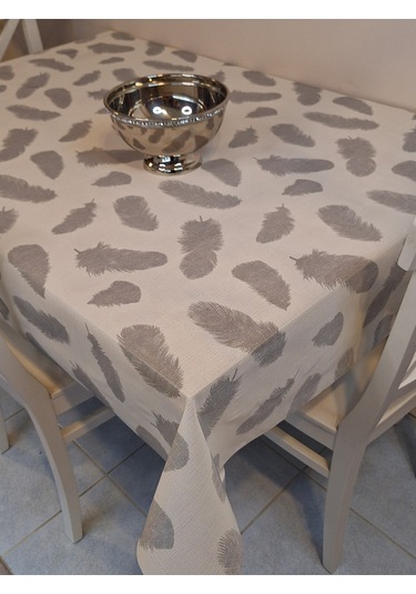 İthal Silinebilir Pvc Masa Örtüsü Kaymaz Tabanlı, Kumaş Görünümlü Pvc Masa Örtüs İth5511 Gri