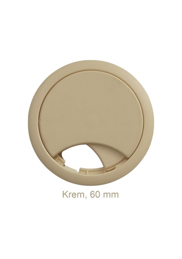 Adilon Masa Üstü Kablo Kanalı Deliği Kapağı Krem Masa Kapağı 6 Cm 5 Adet