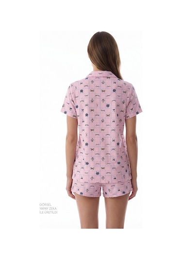 Penti Pembe Cute Bows Gömlek Şortlu Pijama Takımı