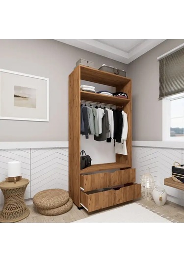 Atlas 2 Kapılı 2 Çekmeceli Çok Amaçlı Gardırop Atlantik Çam