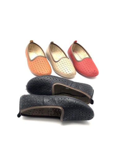 Hakiki Deri Hava Alabilir Delikli Siyah Renk Hac Umre Tavaf Patiği Ve Ev Ayakkabısı Siyah