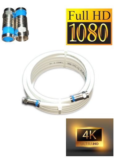 Rg6-u6 4k/full Hd/3d Saf Çelik 4metre F Konnektörlü Uydu Kablosu