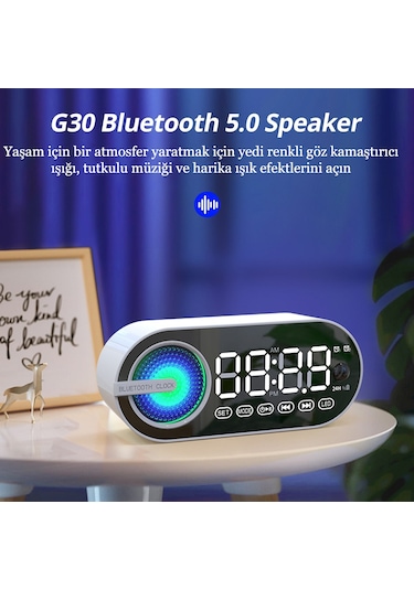 Sessiz Kablosuz Led Dijital Saat Alarm Ayna Bluetooth Hoparlör