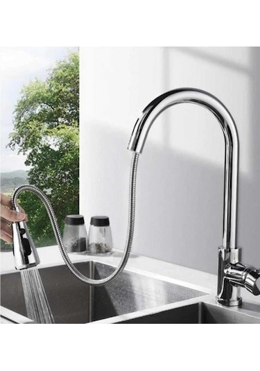 Şık Tasarım Modern Görünümlü Spiralli Eviye-mutfak Bataryası Krom