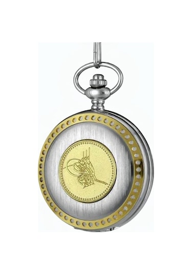 Kişiye Özel Osmanlı Tuğra Kabartmalı Retro Köstekli Cep Saati Ve Bardak