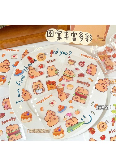 Symbee Kahve Tonlu Kapybara Desenli Pet Stickerler - Öğrencilik Ve Dıy İçin Su Geçirmez 10 Adet Karton Sticker Seti