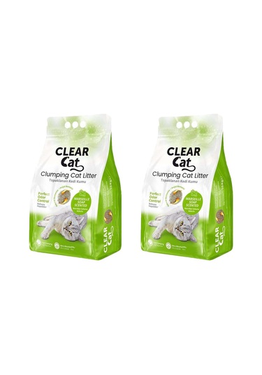 10 Lt X 2 Adet Clearcat Marsilya Sabun Kokulu Bentonit Doğal Topaklaşan Kedi Kumu