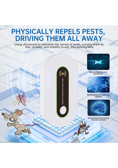 Yaozixa Ultrasonic Haşere Kovucu - Avrupa Standartı, 20-65khz Frekans, 15-50 Etki Alanı, Ce/fcc Onaylı, Çevre Dost Abs Malzeme Beyaz