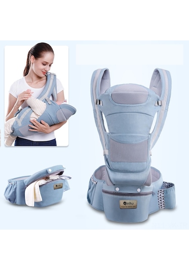 Vkemall Dokuma Kumaş Mavi Bebek Taşıma Bel Sandalyesi - Dört Mevsim Kullanıma Uygun, Güvenli Ve Fonksiyonel Anne-bebek Aletleri