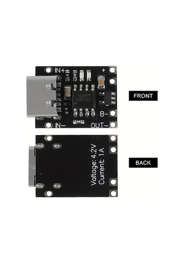 Lumaworld 10 Adet Tp4057 Usb-c Lityum Pil Şarj Kartı Led Göstergeli 3.7v Koruma