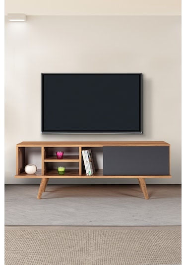 3331 Ela 130 Cm Ahşap Ayaklı Tv Ünitesi , Söğüt - Antrasit , Tv Sehpası , Salon , Oturma Odası Diğer 3331 Ela 130 Cm Ahşap Ayaklı Tv Ünitesi , Söğüt - Antrasit , Tv Sehpası , Salon , Oturma Odası Diğer