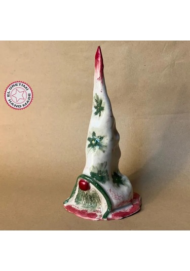 Uretti - Zehra 8449 - El Yapımı Seramik Tasarım Yılbaşı Ağacı Biblo - 10 X 22 Cm 1 Adet