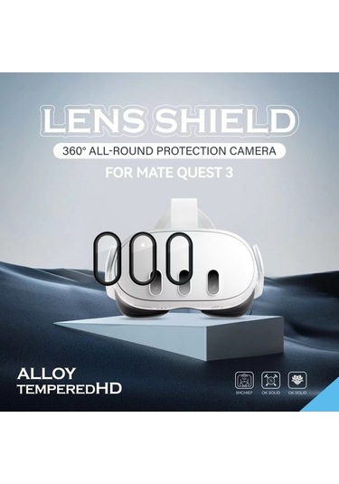 Fastbuy Meta Quest 3 Vr Kulaklık İçin 3 Adet Hd Temperli Cam Lens Koruyucu Film - Siyah Siyah