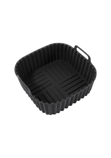 Willowhaven 8 Inç Kare Yapışmaz Silikon Fritöz Linerı Siyah 1 Parça Fırın Mikrodalga Uyumlu