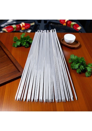 50 Adet Ciğer Şişi,galvaniz Mangal Ciğer Barbekü Şişi 55 Cm