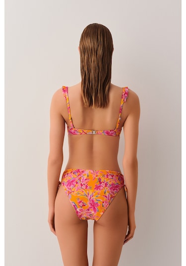 Suwen Jungle Dolgulu Straplez Bikini Üst Sb25190648648 Turuncu Desenli