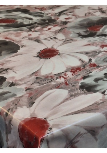 Elyaflı Pvc Muşamba - Desenli Silinebilir Masa Örtüsü Kahverenği Mrl100 Gri