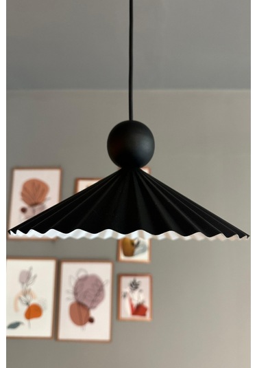 Avilla Metal Avize Tekli Siyah Tek Boncuk Kafa Rustik Cafe Mutfak Modern Sarkıt Aydınlatma Siyah