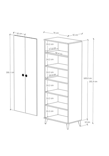 İMBAŞ 2 Kapaklı 5 Raflı MEGA Çok Amaçlı Mutfak Dolabı Banyo Dolabı Beyaz %100 MDF