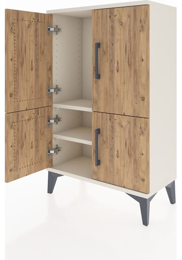 Arges Komodin 2 Raflı 4 Kapaklı 60x30x96 Aytaşı-çam Aytaşı