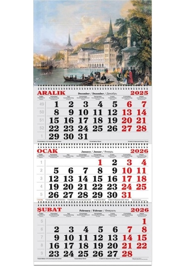 Keskin Color 2026-3 Aylık Spiralli Jumbo Denizci Takvim-gravür