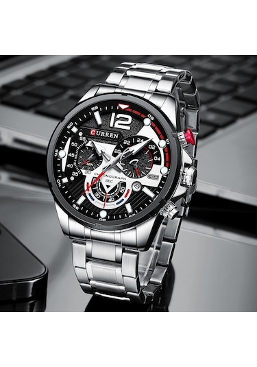 Curren 8395 Çelik Kayışlı Quartz Kol Saati Siyah-Gümüş