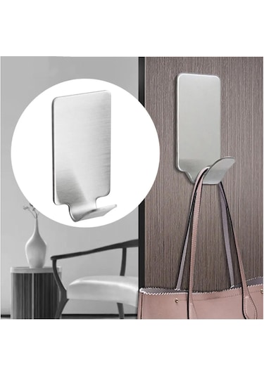 Yapışkanlı Metal Banyo Mutfak Eşya Askılığı Al4468-1 Adet Gümüş