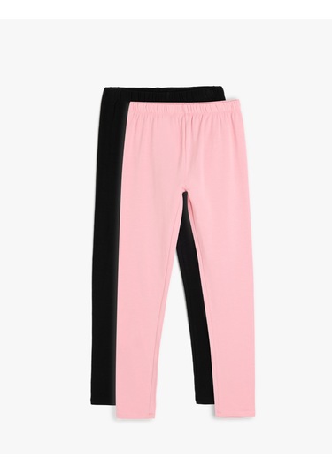 Koton 2'li Beli Lastikli Pamuklu Basic Tayt Pembe 5wkg10357ak Gül