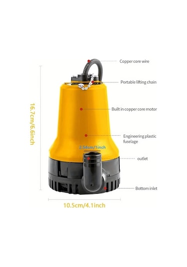 Honeybeeshop Mavi 12v Dc Mini Dalgıç Pompa 60w 4500l/s 4600 Rpm Akvaryum Bahçe Havuz İçin