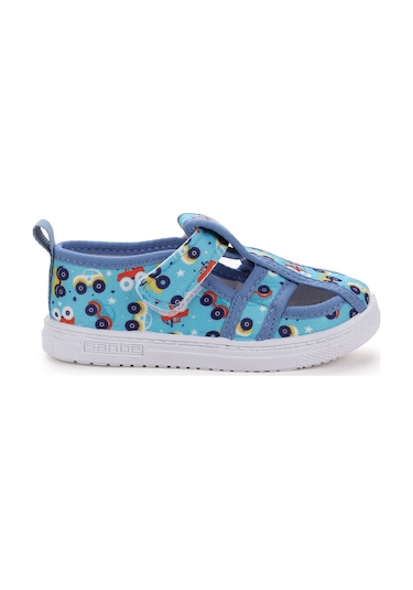 Sanbe 401 V 014 Cırtlı Erkek Bebek Keten Sandalet Mavi