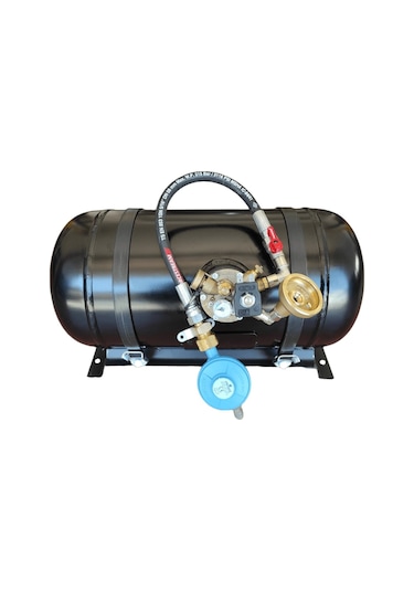 Karavan Lpg Tankı Yatay 22 Litre Kullanıma Hazır Set Siyah