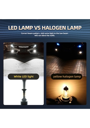 Xindoker V1 Araba Led Sis Farı 16w 1000lm 6000k Beyaz Ip68 Su Geçirmez 9005/hb3/h10 Soketli 2'li Set